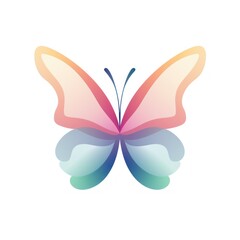 Elegant Gradient Butterfly Illustration. Vibrant Abstract Insect Design on White Background