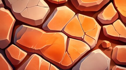 Abstract cracked stones texture in warm tones, white isolated background.
