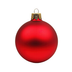 a red Christmas ball, side view, on isolated transparent background