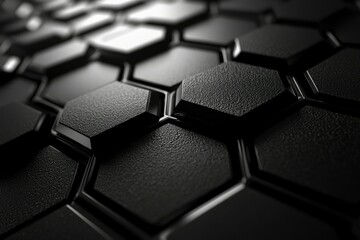 Fototapeta premium Close-Up of Black Hexagonal Pattern with Textured Surface