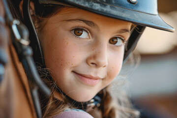 Generative AI illustration, equestrian sports lesson training, young person man woman kid learning to ride a horse