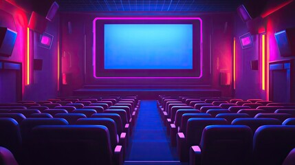 Fototapeta premium Empty movie theater seats. This image can be used for movie posters, advertising, or website banners.