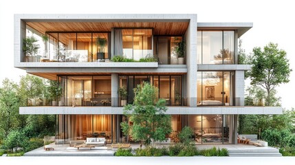 Modern House with Wooden Accents