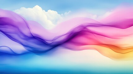 Colorful abstract waves blend beautifully in a serene blue space.