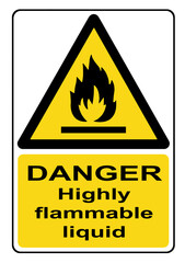 Danger highly flammable liquid