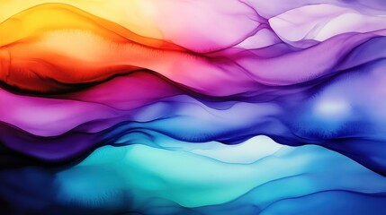 Colorful abstract waves in vibrant hues of orange, purple, blue, and turquoise.