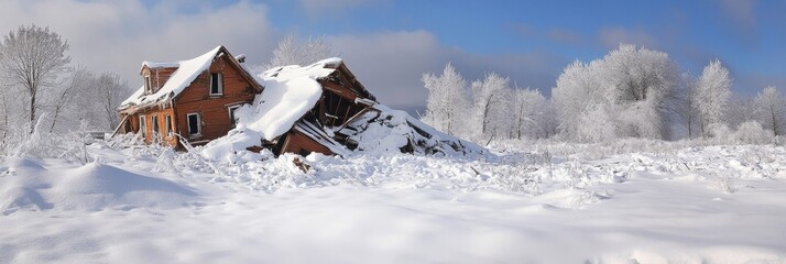 Homes suffer extensive damage from a relentless snowstorm, with collapsed roofs, broken windows, and structural failures caused by the immense weight of snow