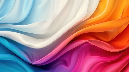 Colorful silk fabric waves creating a vibrant and smooth texture.