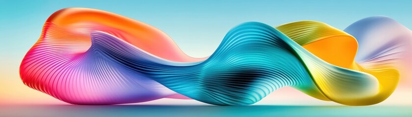 Colorful wave pattern with smooth gradients on a soft background.