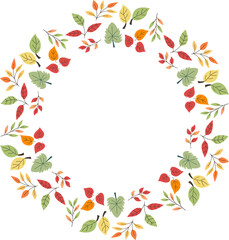 Autumn floral leaves pattern frame