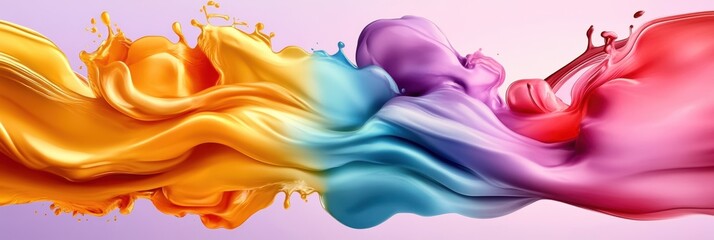 Colorful waves of liquid paint swirling in vibrant shades against a soft background.