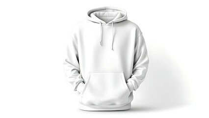 White hoodie, front view, isolated on white background