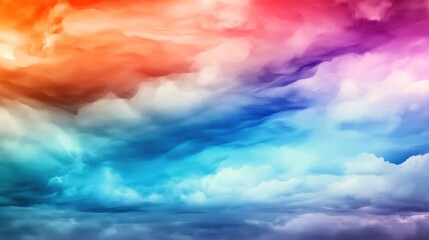 Vibrant gradient clouds in shades of orange, pink, purple, and blue.