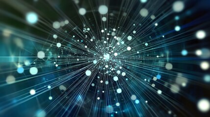 Fototapeta premium Abstract Blue and Green Technology Background with Lights and Lines