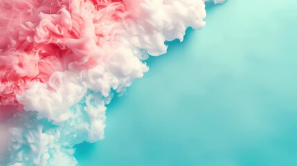Vibrant pink and white clouds blend harmoniously against a soft blue background, creating an eye-catching abstract composition.