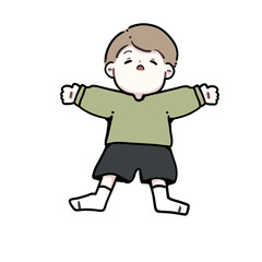 大の字で眠る男の子