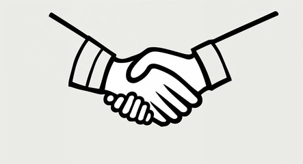 Fototapeta premium Hand drawing clipart of a handshake agreement on plain white background