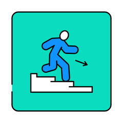 staircase down evacuation emergency line icon vector. staircase down evacuation emergency sign. isolated symbol illustration