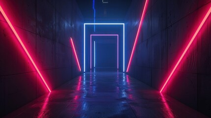 Neon Lights in a Dark Hallway