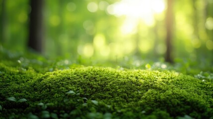 Naklejka premium Green moss in a forest. Perfect for a nature background.