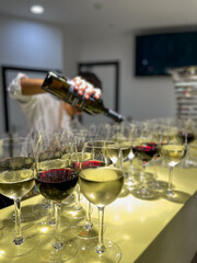 glasses of wine on a buffet