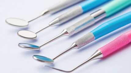 Dental Hygienist Inspecting Tools for Cleanliness under Bright Clinical Light