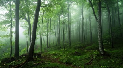 Obraz premium Misty Forest Path