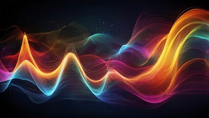 Fototapeta premium A vibrant digital art piece showing colorful sound waves in motion, symbolizing the beauty of music and sound frequencies. Ideal for music enthusiasts and audiophiles.