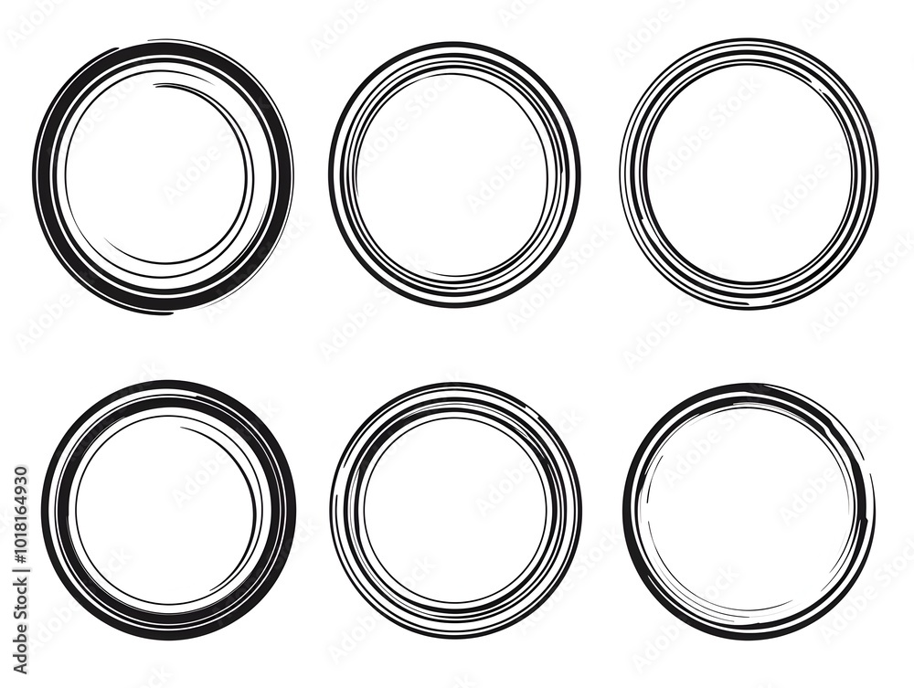 Poster minimalist circle line frames set on white background for branding and design concepts