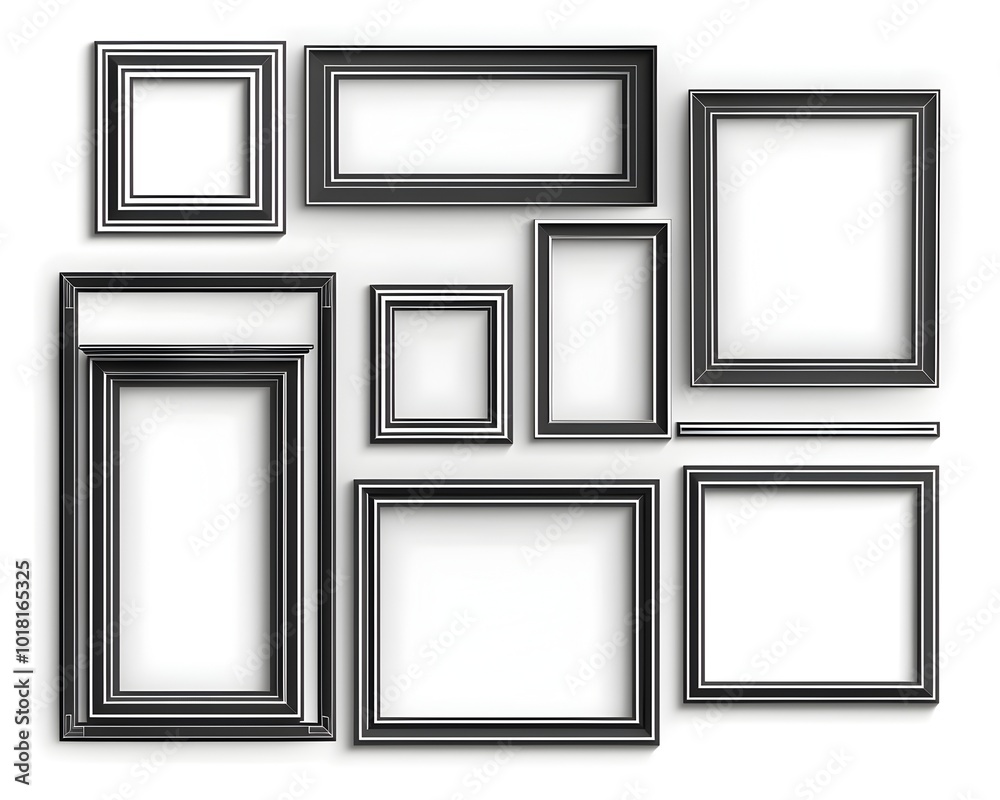 Poster minimalist double border line frames with gradient depth and dimension