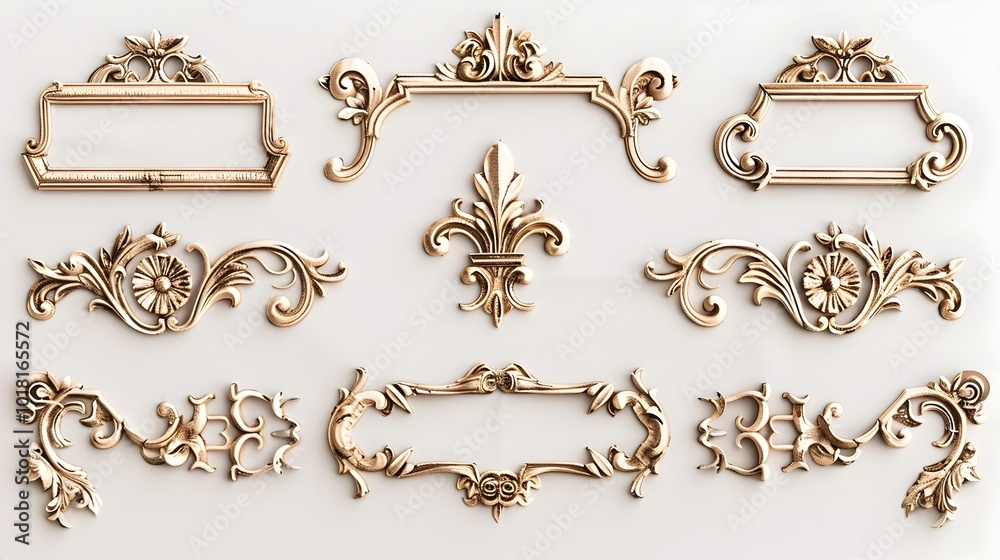 Wall mural Exquisite Fleur de Lis Embellished Line Frames for Elegant Invitations and Formal Announcements