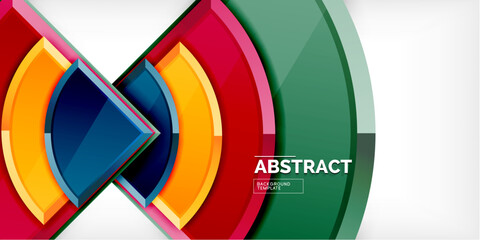 Obraz premium Abstract background - circles and round triangles with 3d effect. Vector Illustration For Wallpaper, Banner, Background, Card, Book Illustration, landing page