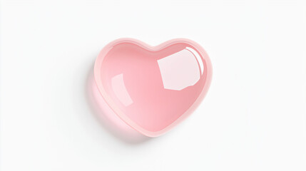 pink heart isolated on white background, A pink 3D heart with a bouncy jelly texture