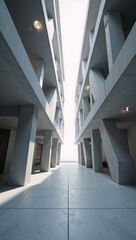 A sleek modern 3D render showcasing an empty expanse of abstract futuristic concrete architecture