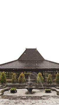 traditional stone wood house in java. the name is Joglo
