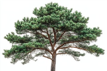 A tall and slender pine tree with dense, needle-like foliage