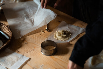 Bread decorated by hand by an elderly lady