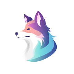 Obraz premium Elegant Abstract Dog Illustration in Gradient Colors on White Background. Modern Artistic Pet Concept