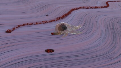 Metastasis of cancer cell in connective tissue from vessel, 3d illustration