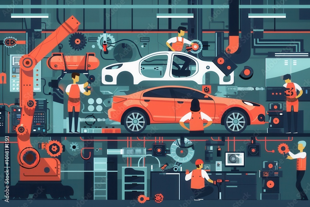 Aufkleber skilled workers utilize advanced machinery to manufacture essential car parts while ensuring quality