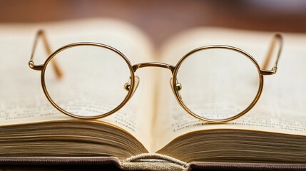 Round Glasses on an Open Book