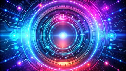 Obraz premium Glowing technology background with a futuristic circle UI frame, perfect for sci-fi and product photography, creating an engaging visual experience
