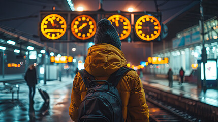 Obraz premium The passenger is waiting for the flight at the airport