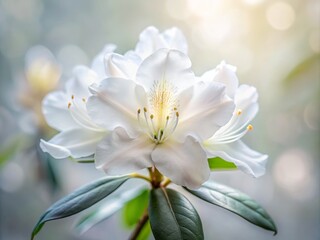 Minimalist Photography of a Blooming White Rhododendron Flower in Soft Focus for Nature Lovers