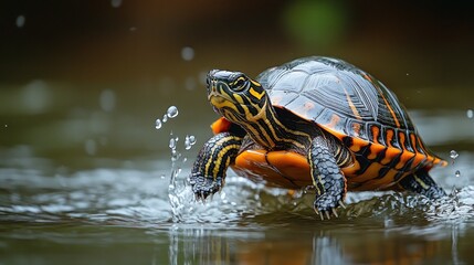 Obraz premium Turtle Splashing in Water