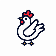 Fototapeta premium Chicken wearing a red beak hat.