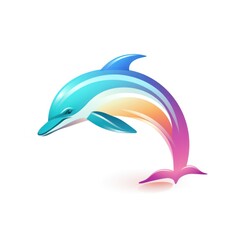 Obraz premium Vibrant Gradient Dolphin Illustration on White Background. Modern Marine Vector Art