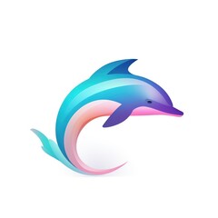 Vibrant Gradient Dolphin Illustration on White Background. Modern Marine Vector Art