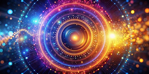 Obraz premium Immerse yourself in a stunning futuristic digital scene adorned with glowing particles, creating a striking atmosphere ideal for elevating fashion