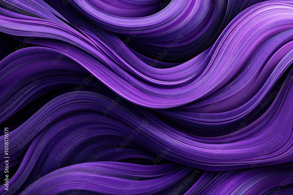 Wall mural Abstract purple and black wavy lines creating a flowing, fluid pattern with a sense of movement and depth.